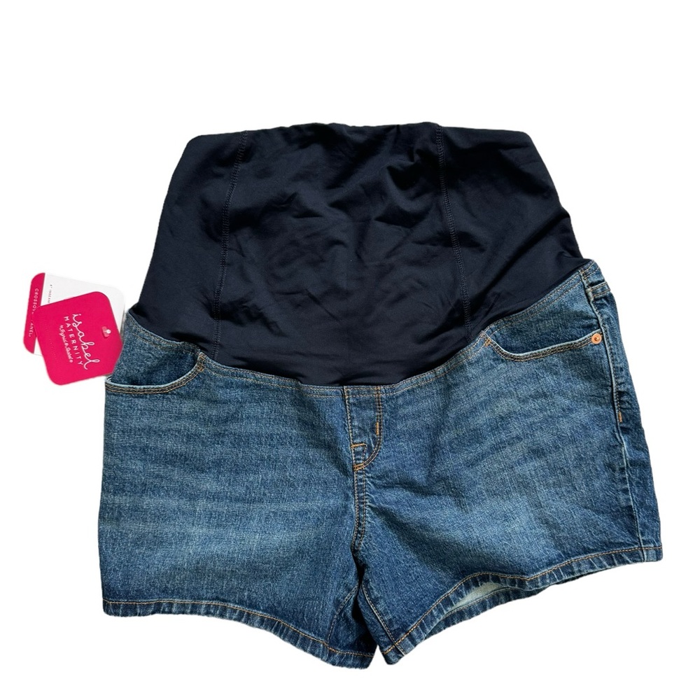 ISABEL MATERNITY 4” JEAN SHORTS with Crossover Panel Target Shorts - Picture 1 of 8
